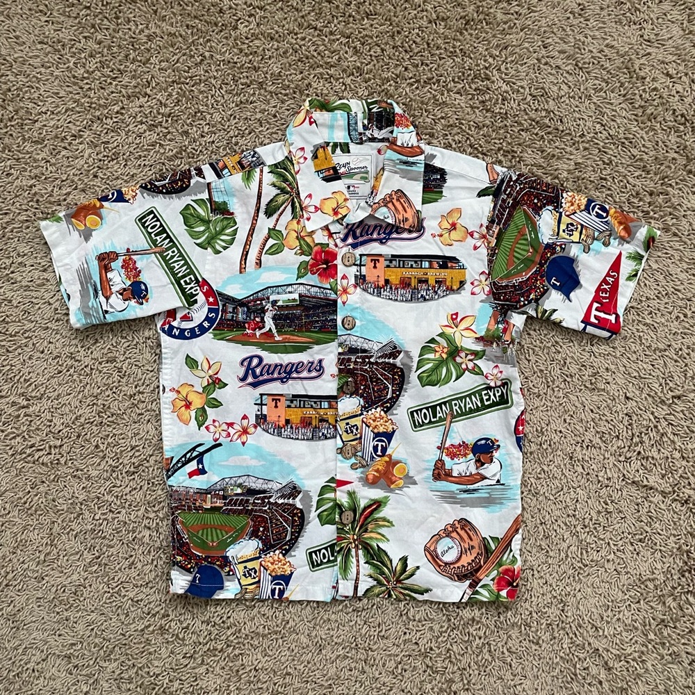 Texas Rangers Reyn Spooner Hawaiian Shirt Youth Small Multicolor MLB Baseball